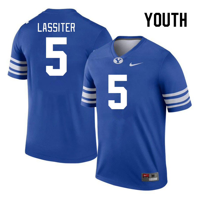 Youth #5 Darius Lassiter BYU Cougars College Football Jerseys Stitched Sale-Royal - Click Image to Close